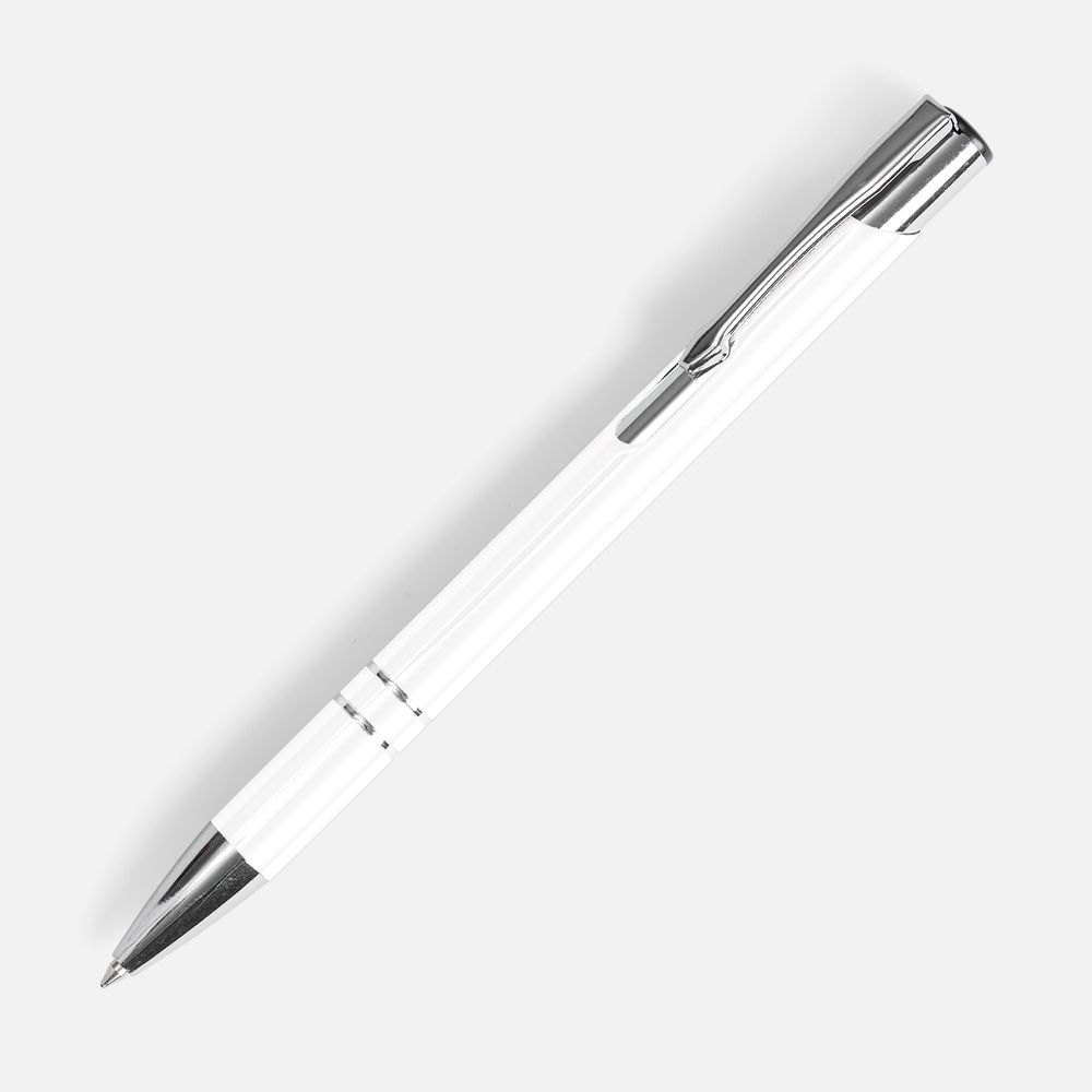 Ручка шариковая Keskus, белая с логотипом