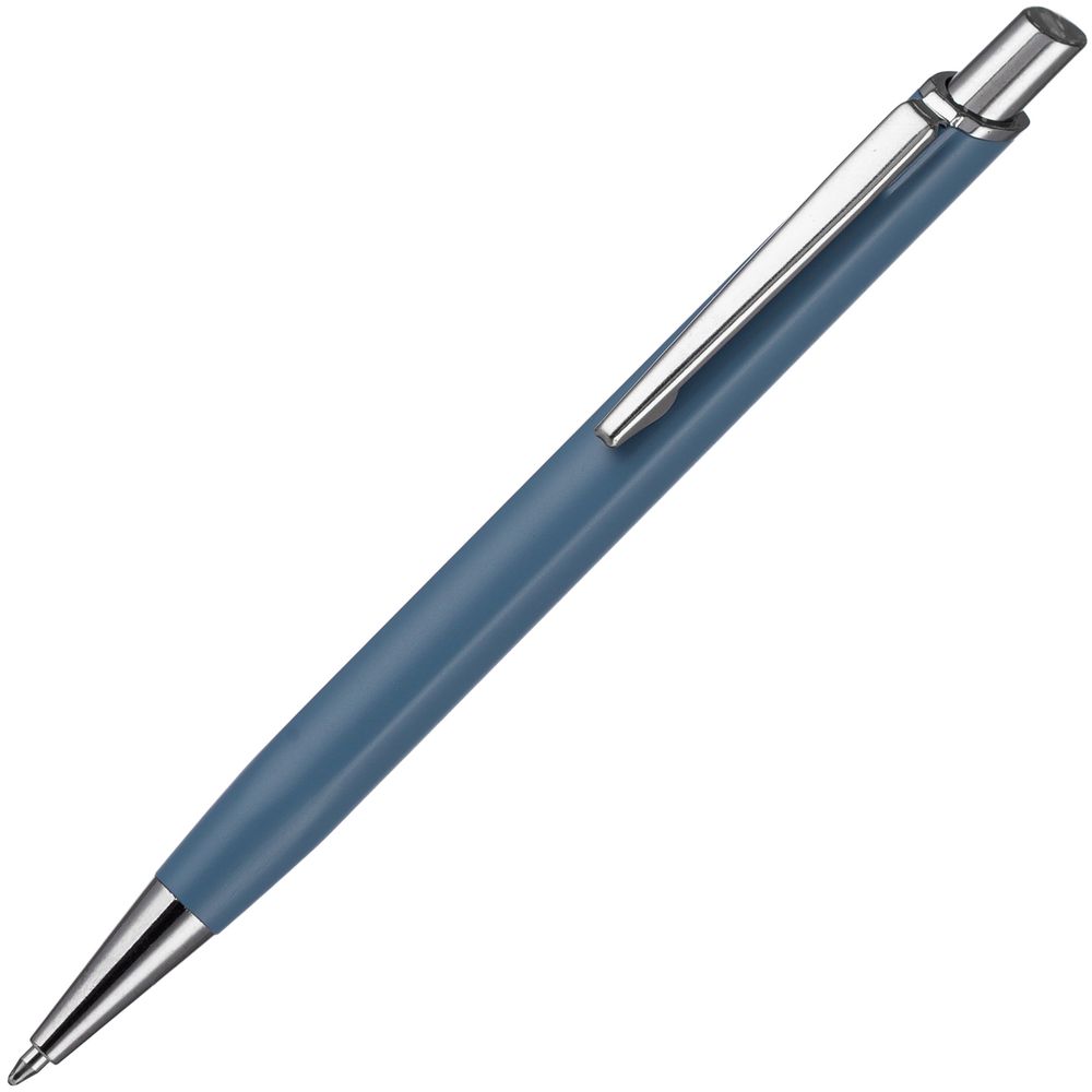 Ручка шариковая Konvent, матовая, серо-синяя с логотипом