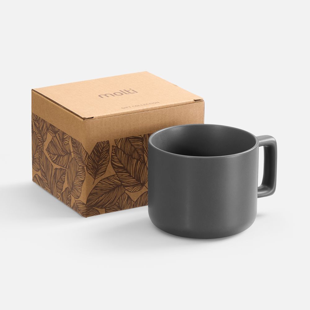 Чашка Jumbo в коробке матовая, темно-серая с логотипом