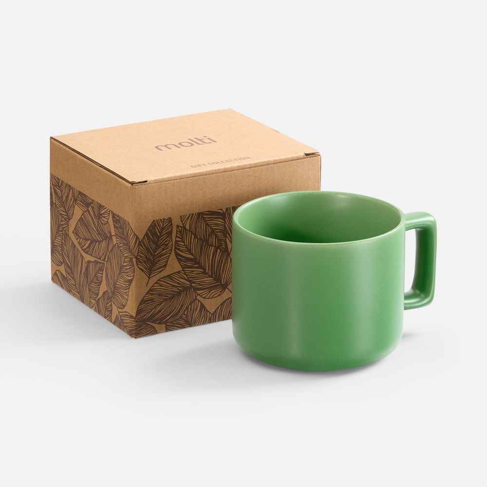 Чашка Jumbo в коробке матовая, зеленая с логотипом