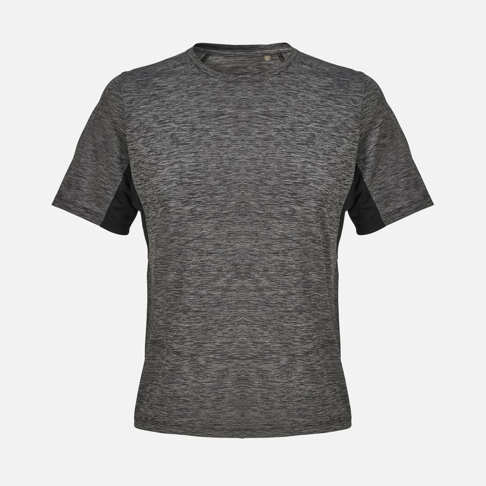 Футболка спортивная унисекс Storm, черный меланж с логотипом