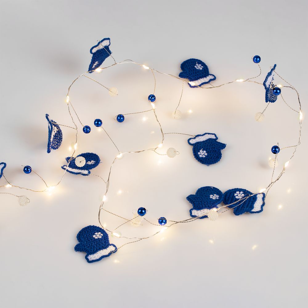 Гирлянда Merry Mittens, синяя с логотипом