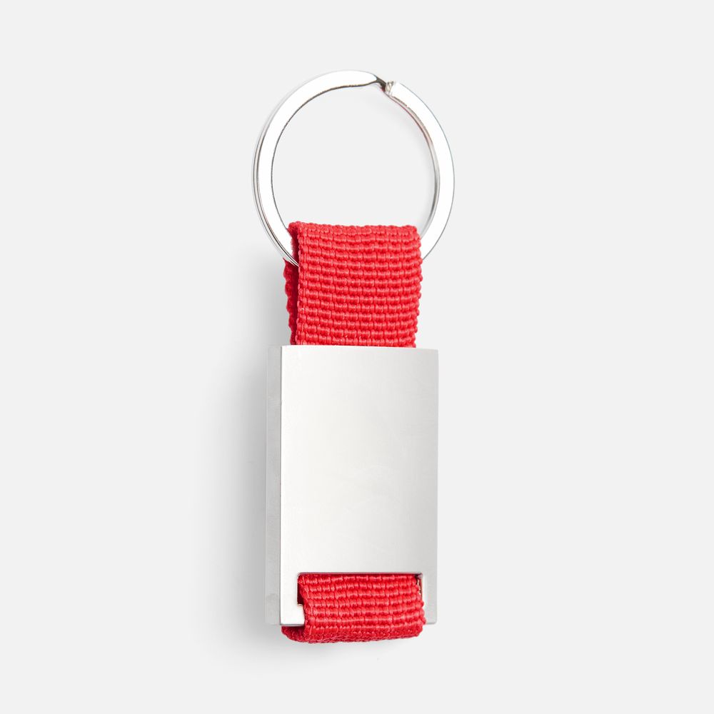 Брелок Inlet с тканевой вставкой, красный с логотипом