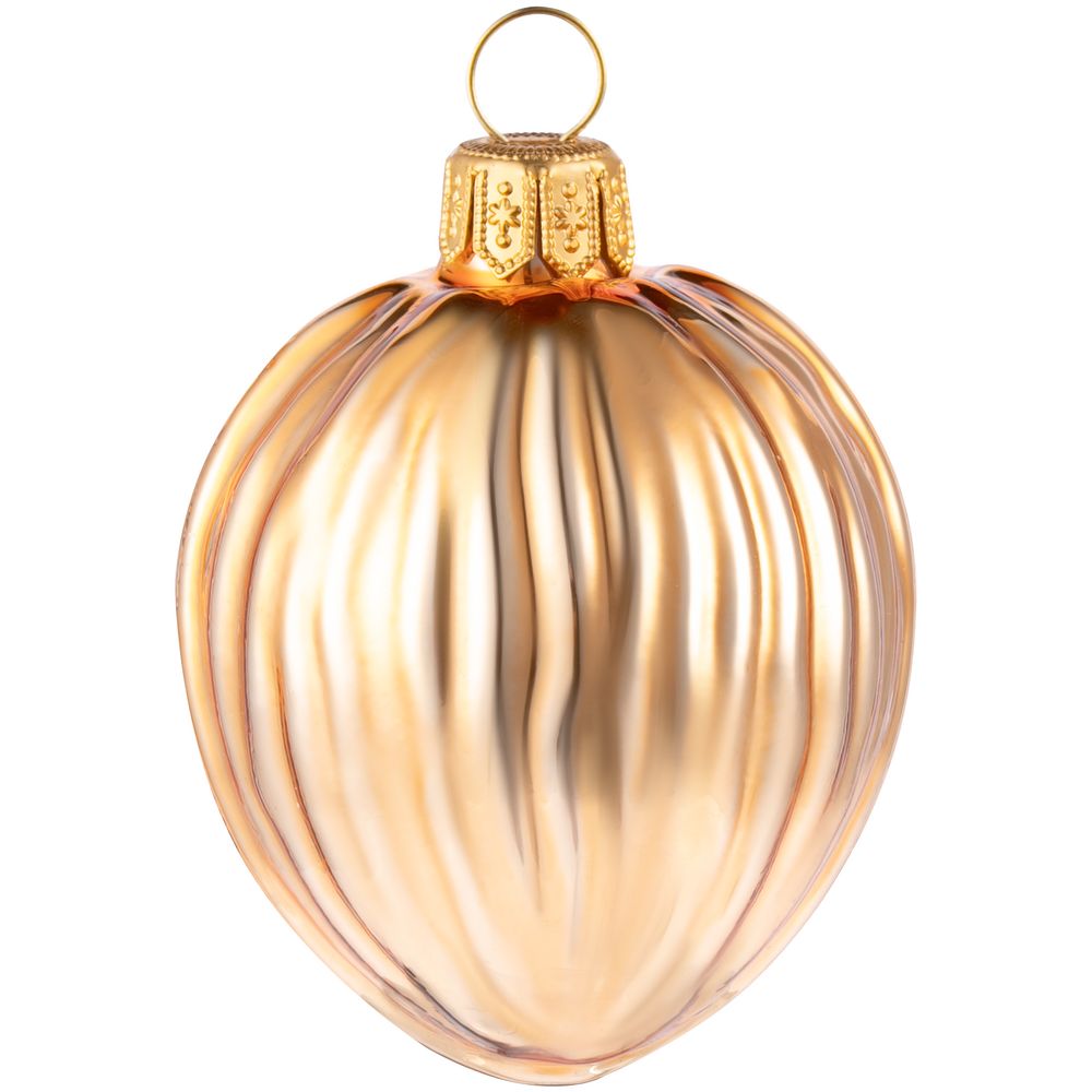 Елочная игрушка «Грецкий орех», золотистая с логотипом