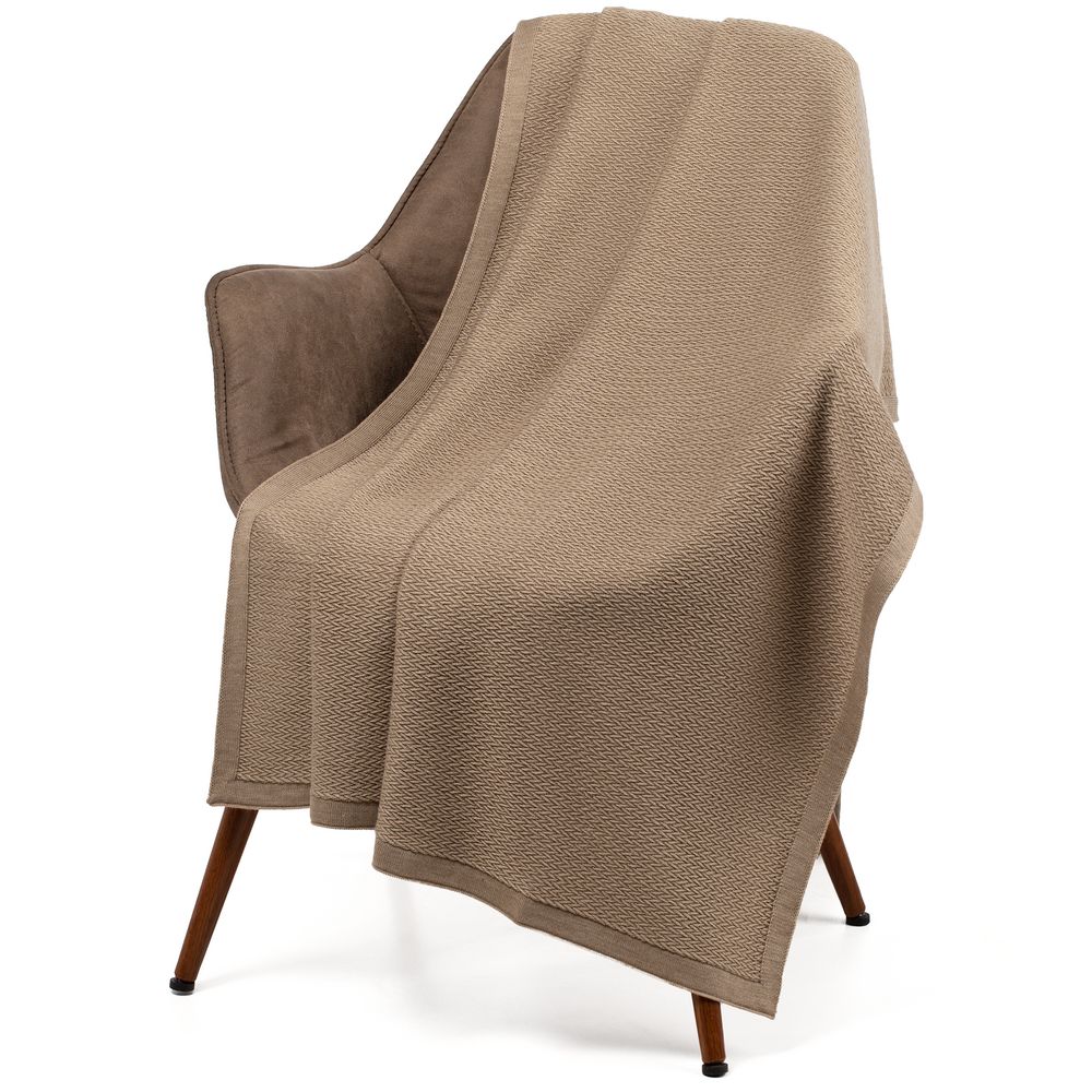 Плед Ornato, бежевый (миндальный меланж) с логотипом