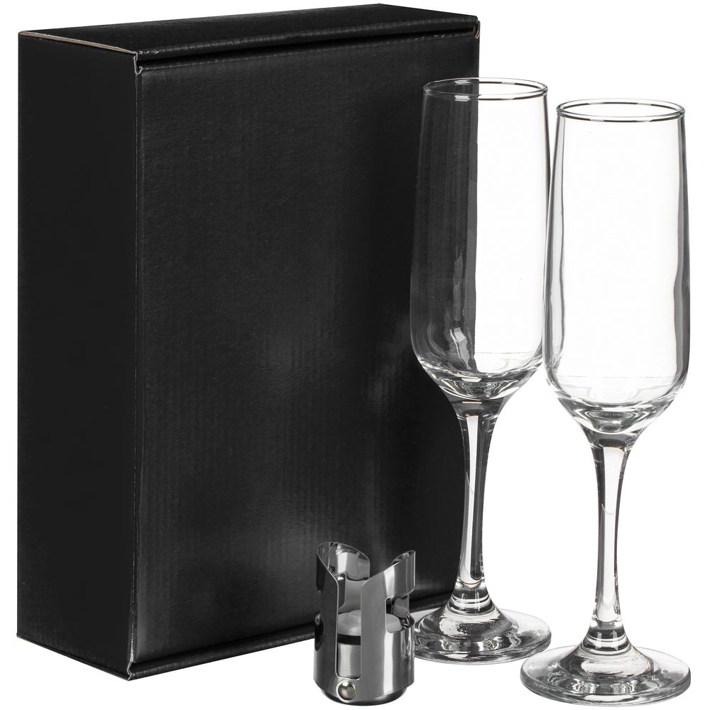 Набор для шампанского Isabella, в черной упаковке с логотипом