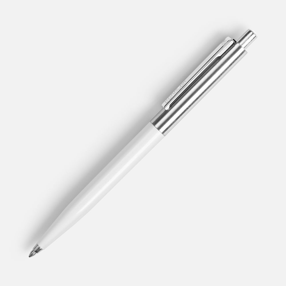 Ручка шариковая Senator Point Metal, ver.2, белая с логотипом