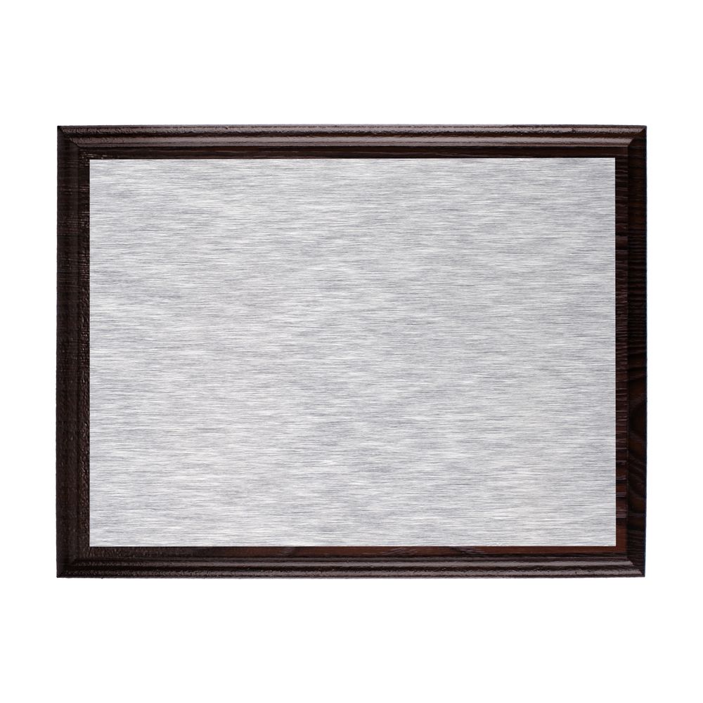 Плакетка Plaque, малая, венге с серебристой пластиной с логотипом