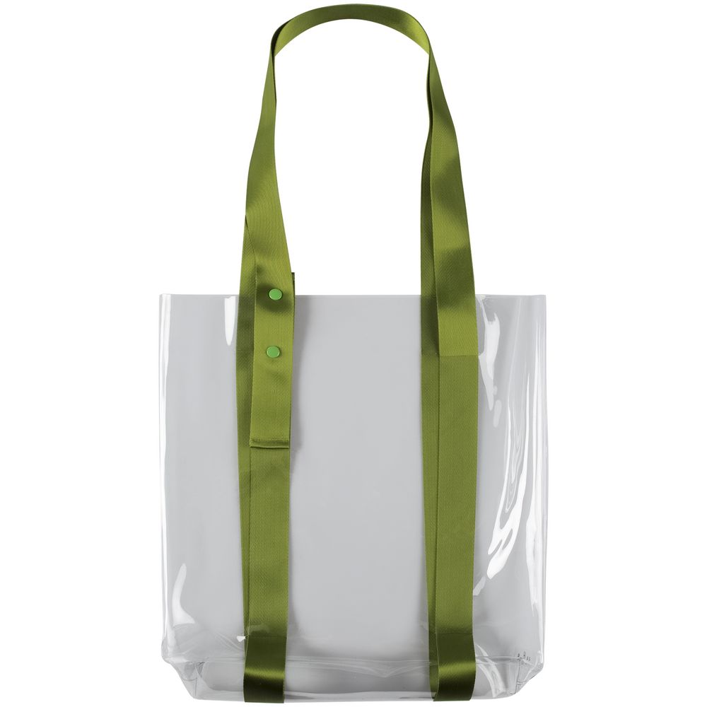 Шопер Clear Fest, прозрачный с зелеными ручками с логотипом
