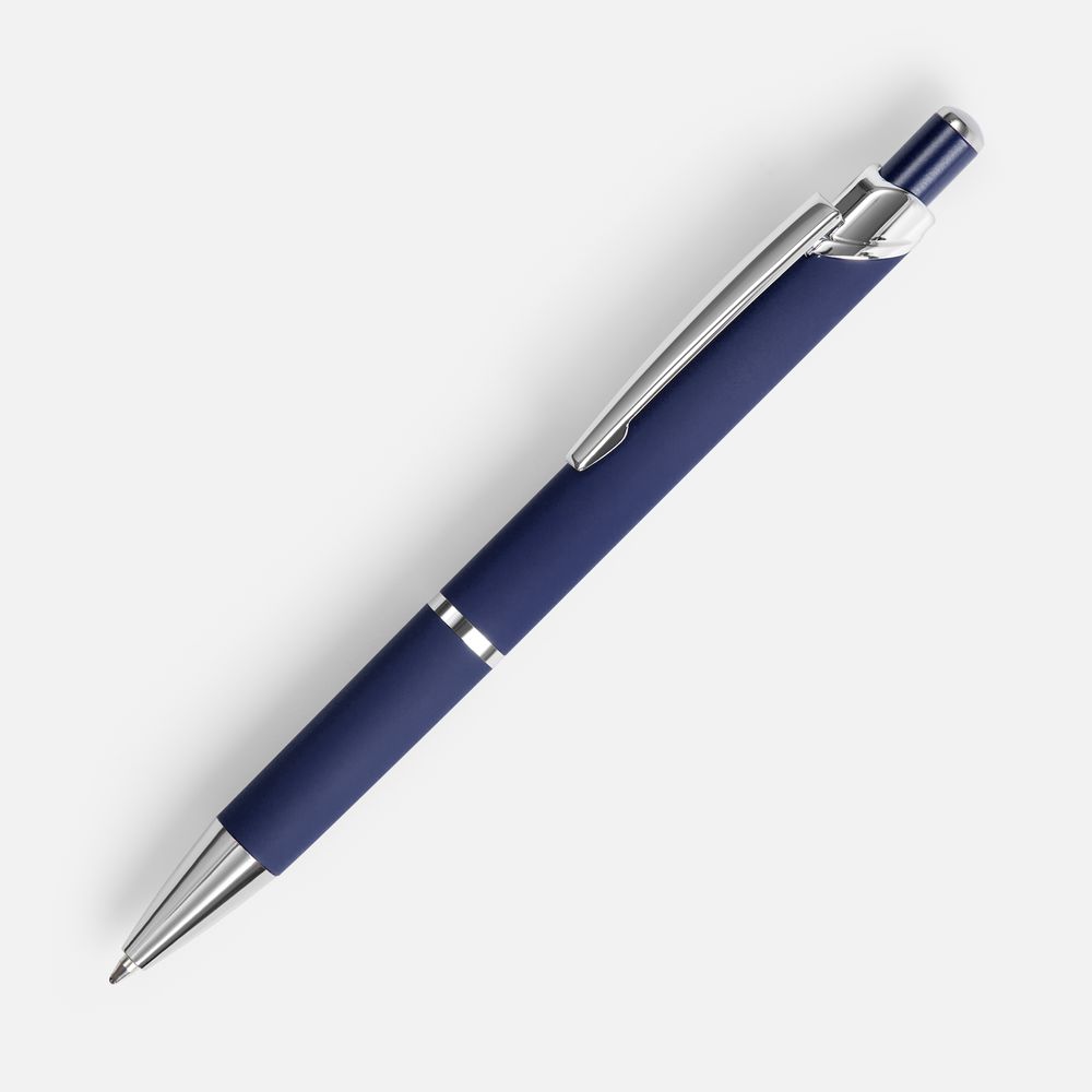 Ручка шариковая Chromos Soft Touch, синяя с логотипом