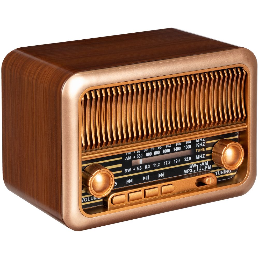 Bluetooth-колонка с радио Beatnik, коричневая с логотипом