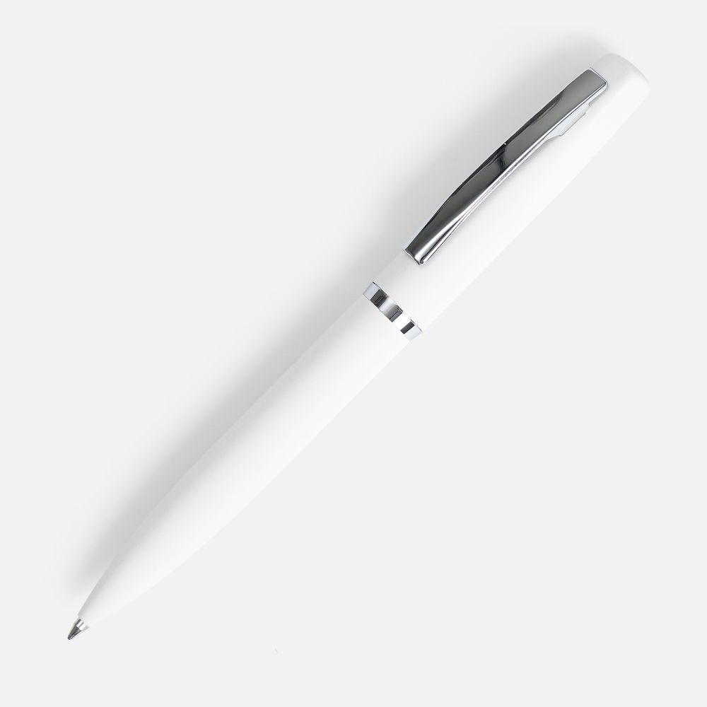 Ручка шариковая Bolt Soft Touch, белая с логотипом