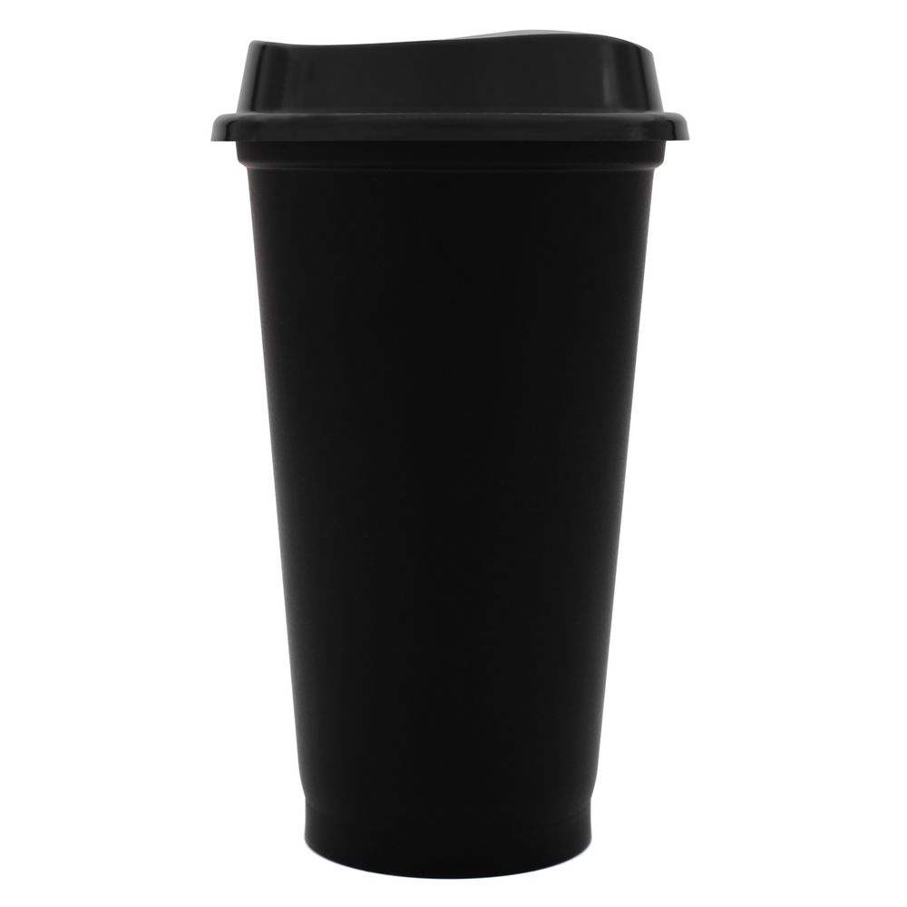Стакан с крышкой Color Cap Black, черный с логотипом