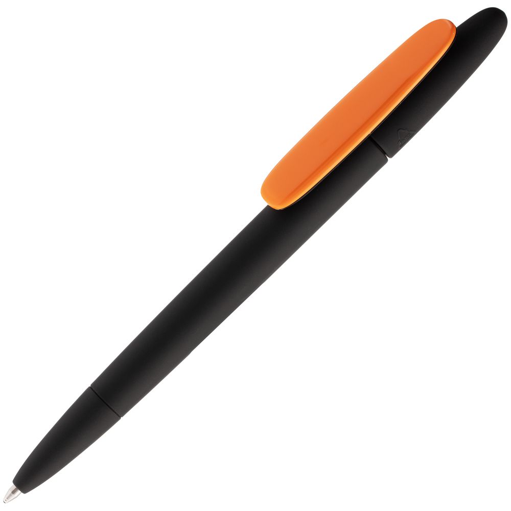 Ручка шариковая Prodir DS5 TRR-P Soft Touch, черная с оранжевым с логотипом