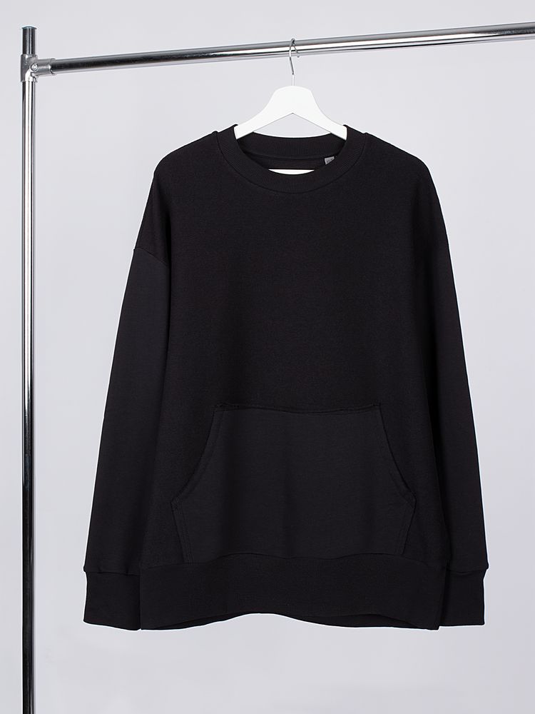 Свитшот оверсайз унисекс Vozduh, черный с логотипом