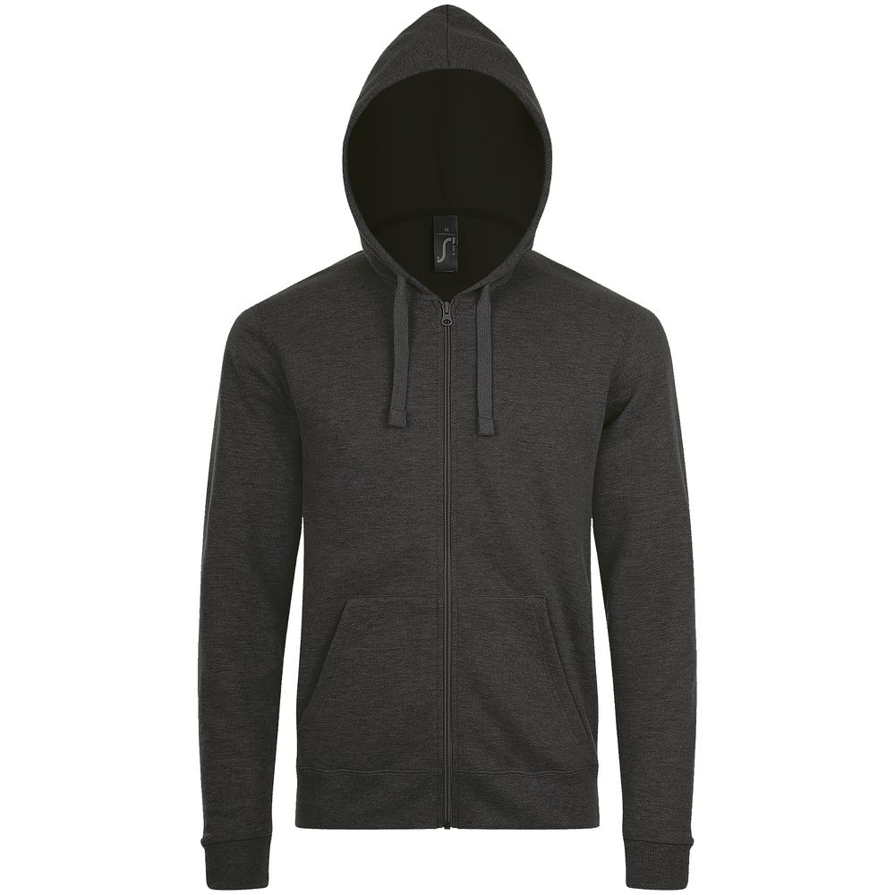 Толстовка унисекс Stone, черный меланж с логотипом