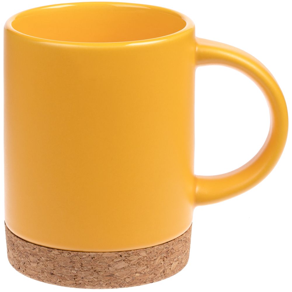 Кружка с пробковой подставкой Corky, желтая с логотипом