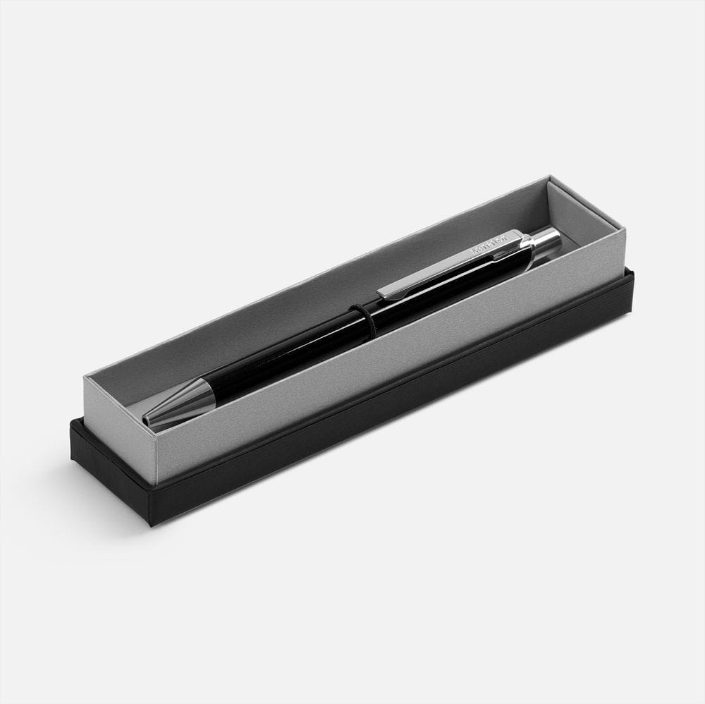 Ручка шариковая Arvent Glossy в футляре, черная с логотипом