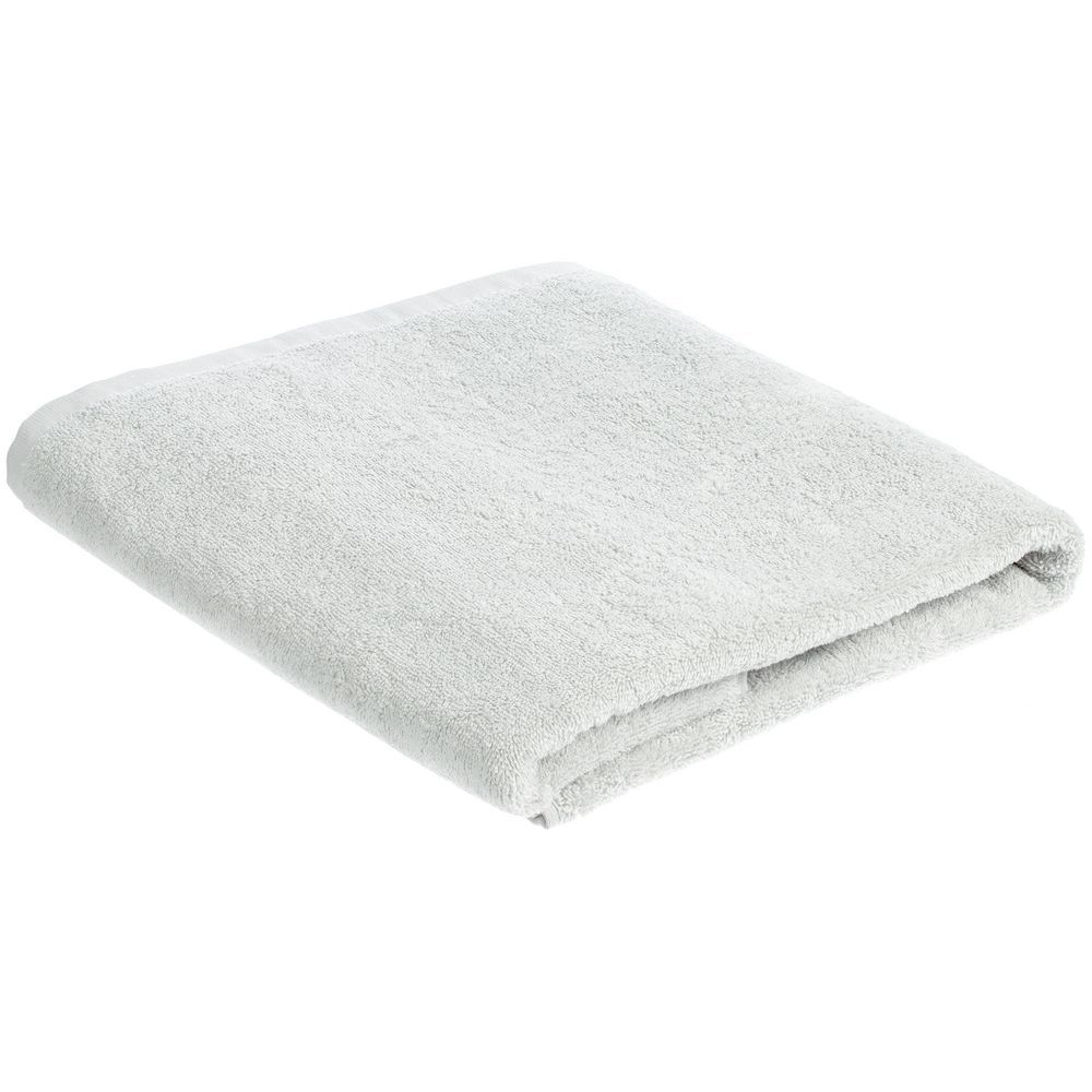 Полотенце махровое «Кронос», большое, светло-серое с логотипом