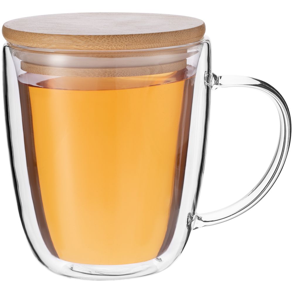 Кружка с двойными стенками Kupla с бамбуковой крышкой с логотипом