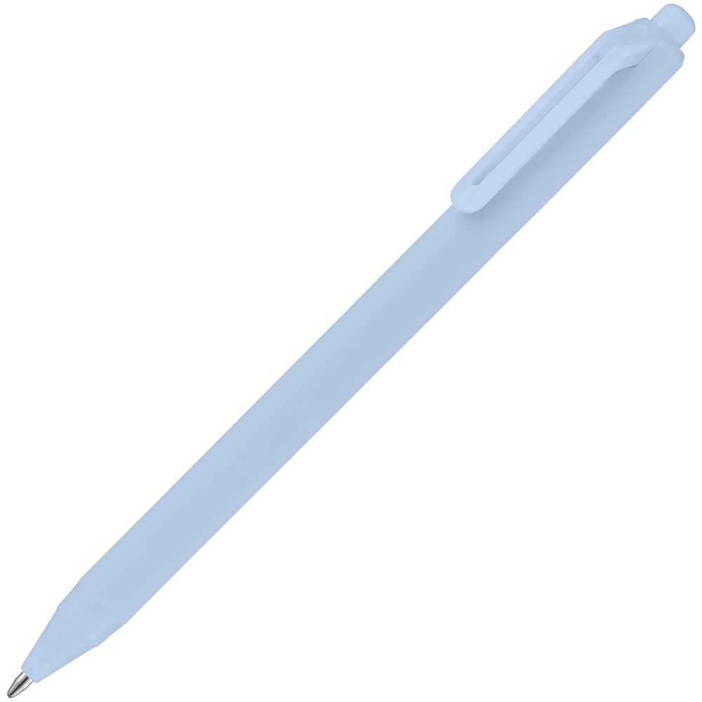 Ручка шариковая Cursive Soft Touch, голубая с логотипом