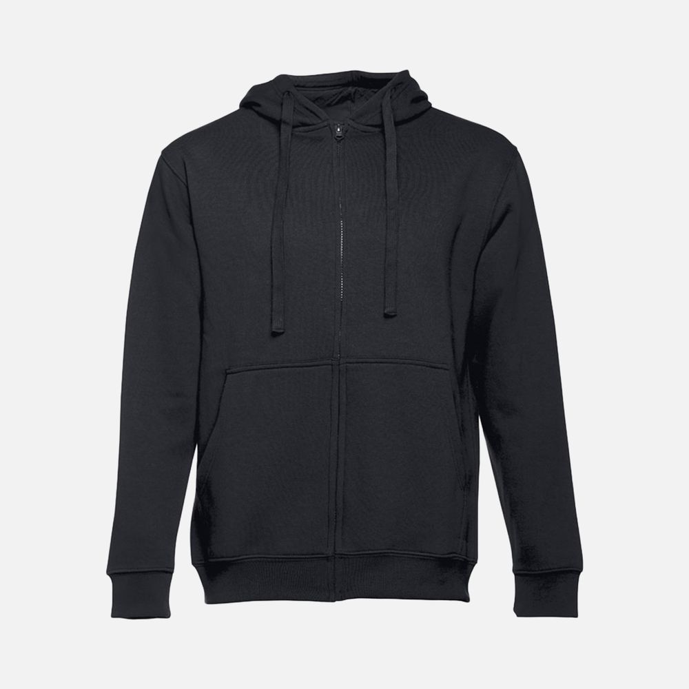 Толстовка мужская на молнии с капюшоном Amsterdam, черная с логотипом