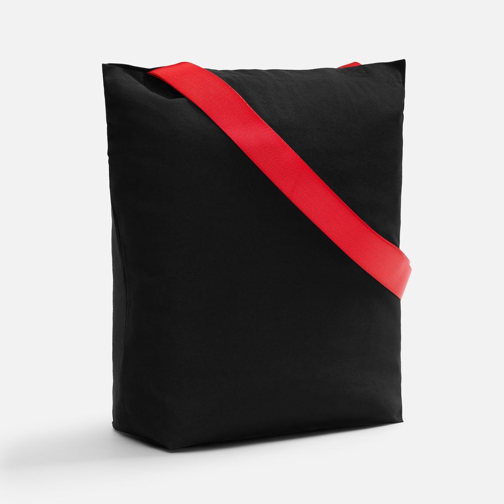Шопер B5, черный с широкими красными ручками с логотипом