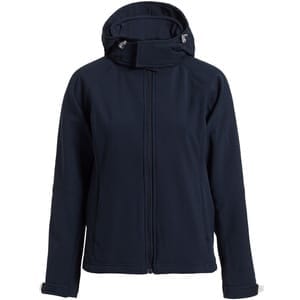 Куртка женская Hooded Softshell темно-синяя с логотипом