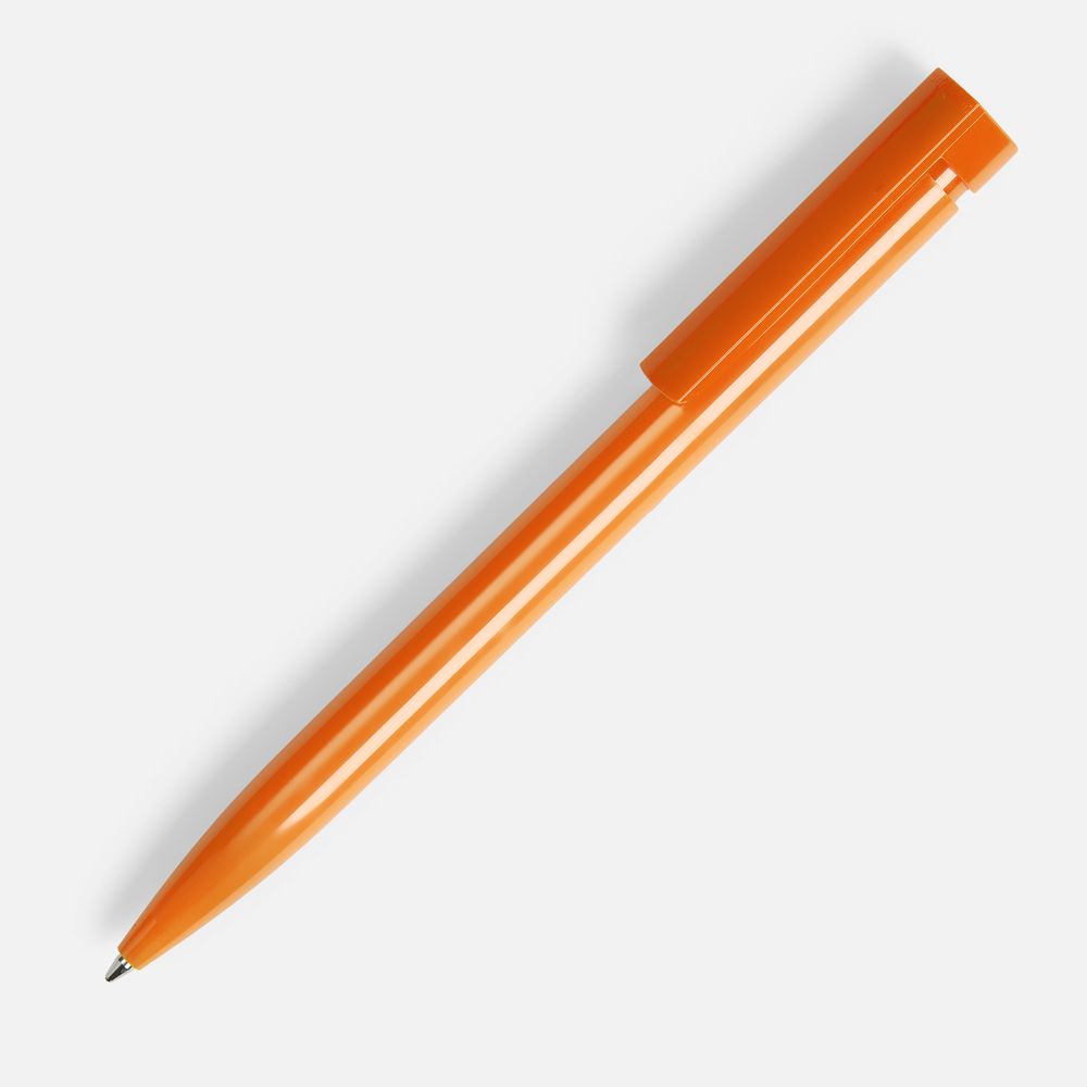 Ручка шариковая Liberty Polished, оранжевая с логотипом