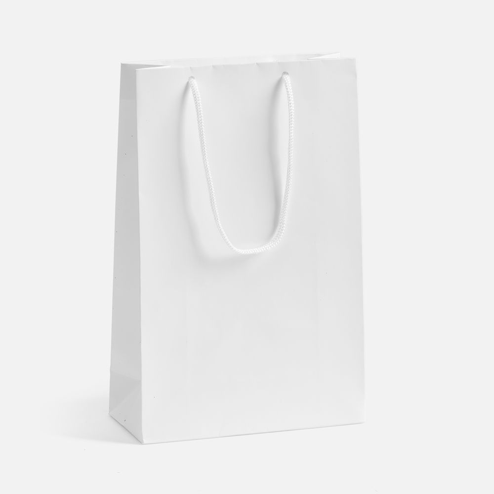 Пакет бумажный с ламинацией Lami S, белый с логотипом