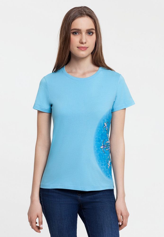 Футболка женская «Вместе и вовремя» с логотипом