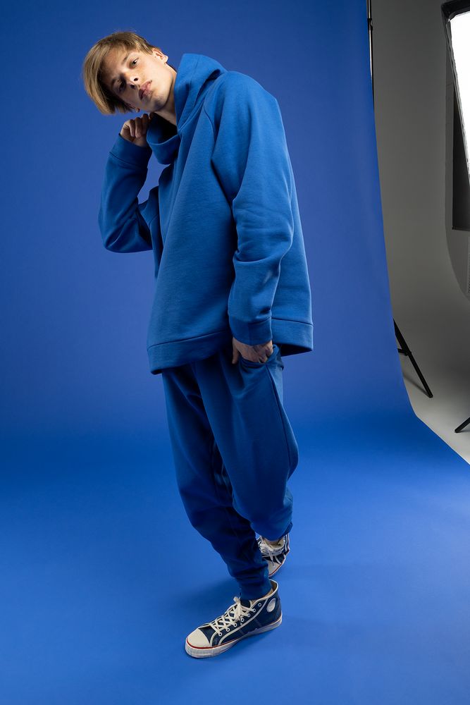 Худи унисекс H1, синее с логотипом