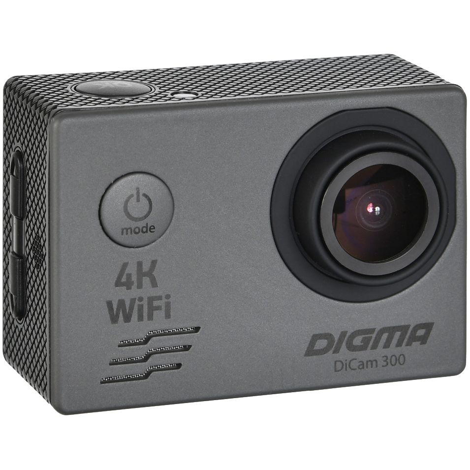 Экшн-камера Digma DiCam 300, серая с логотипом