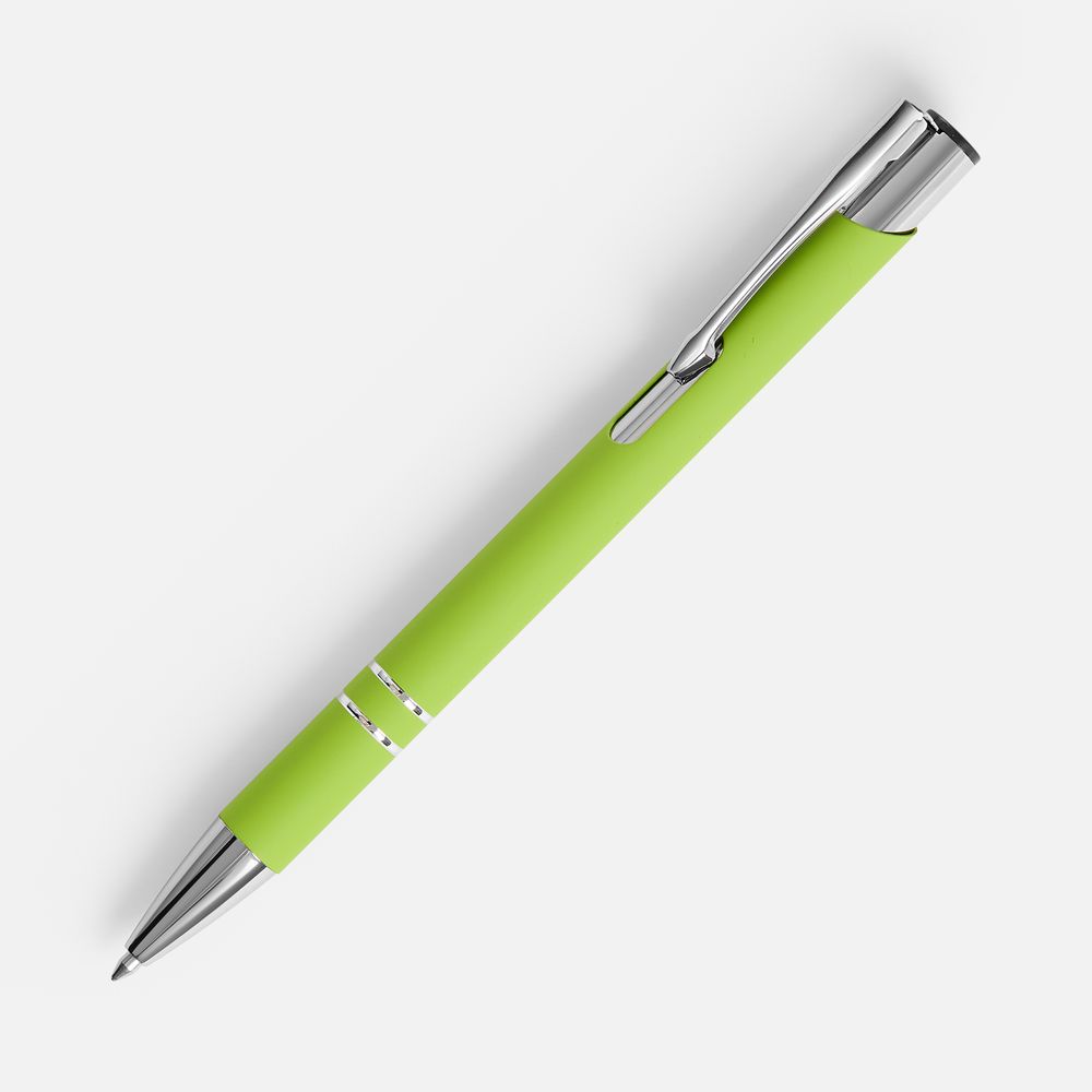 Ручка шариковая Keskus Soft Touch, зеленое яблоко с логотипом