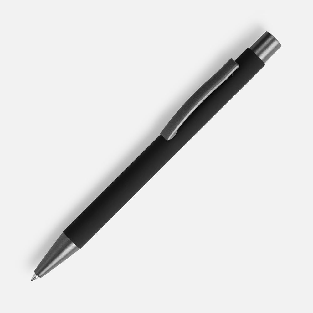 Ручка шариковая Atento Soft Touch, черная с логотипом