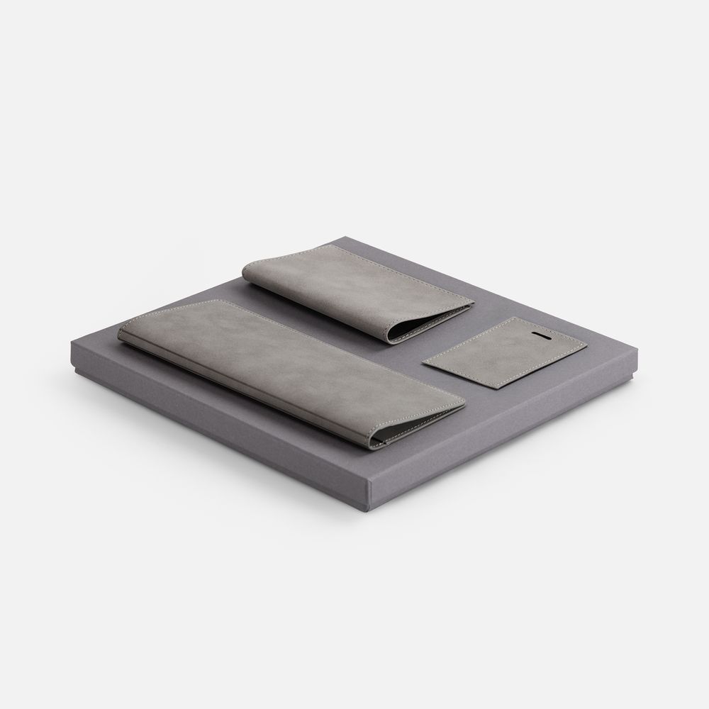 Набор Nubuk Trio, серый с логотипом