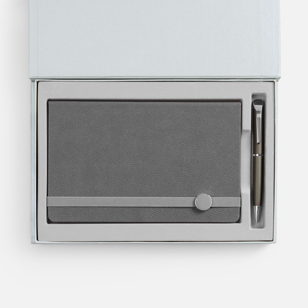 Наборы с ежедневниками с печатью логотипа.  по цене  руб. (артикул 10748.10) Набор Nova, серый