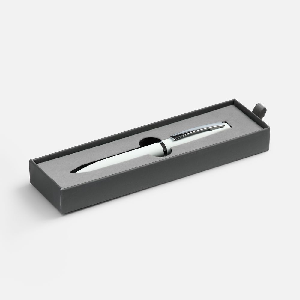 Ручка шариковая Bolt Soft Touch в футляре, белая с логотипом