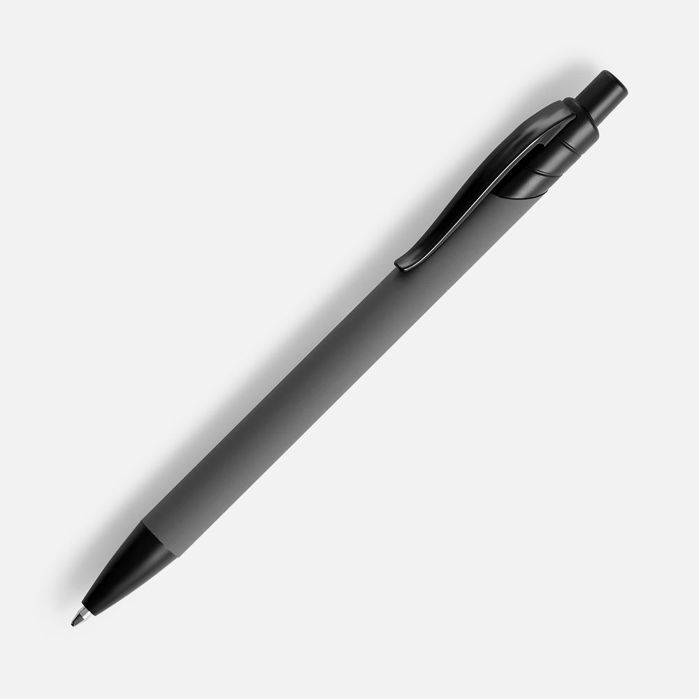 Ручка шариковая Undertone Black Soft Touch, серая с логотипом