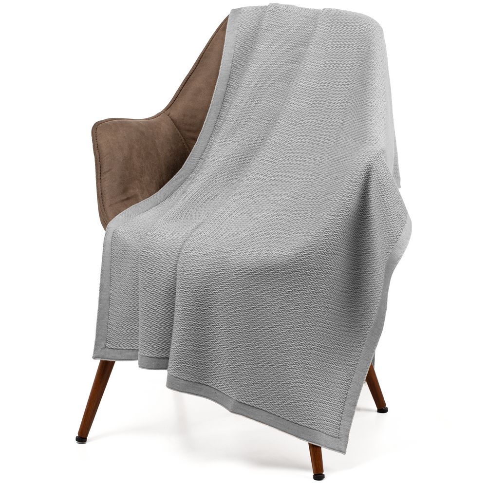 Плед Ornato, серый (дымчатый) с логотипом