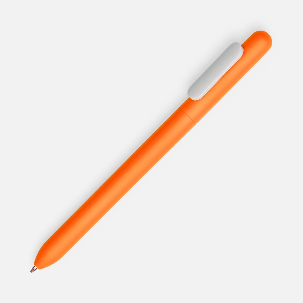 Ручка шариковая Swiper Soft Touch, неоново-оранжевая с белым с логотипом
