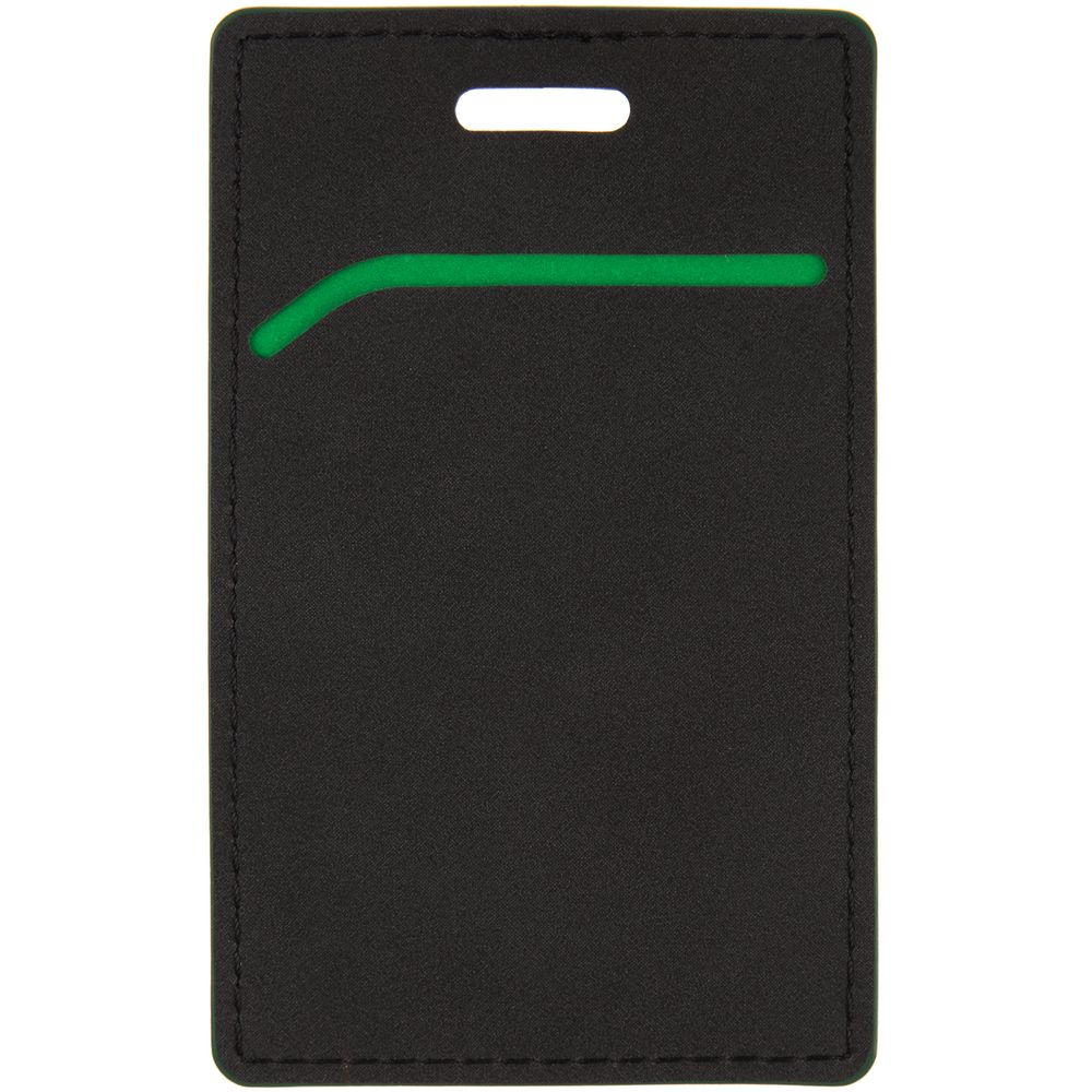 Чехол для пропуска Multimo, черный с зеленым с логотипом