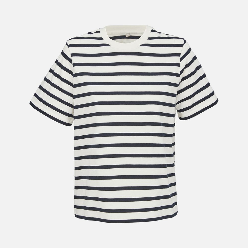 Футболка женская Legend Women, молочно-белая с темно-синим с логотипом