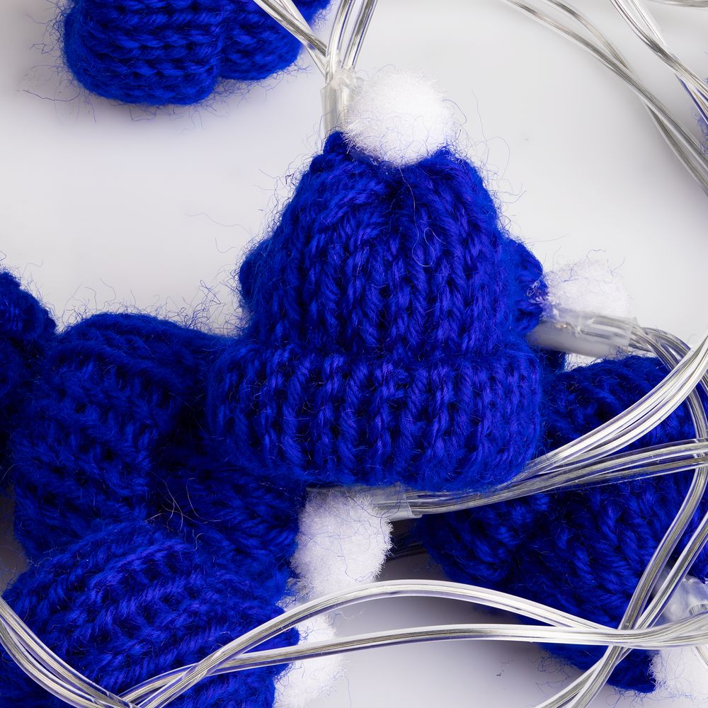 Гирлянда Cosy Poms, синяя с логотипом