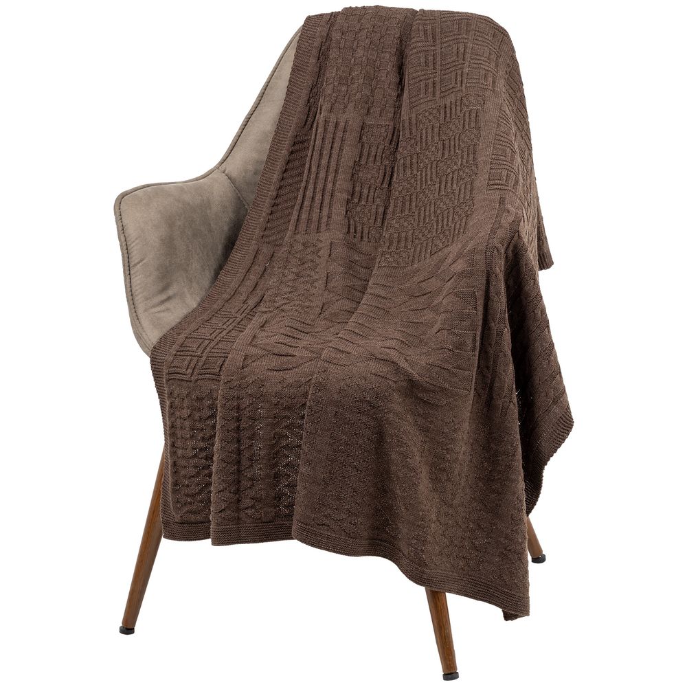 Плед Snippet, коричневый меланж с логотипом