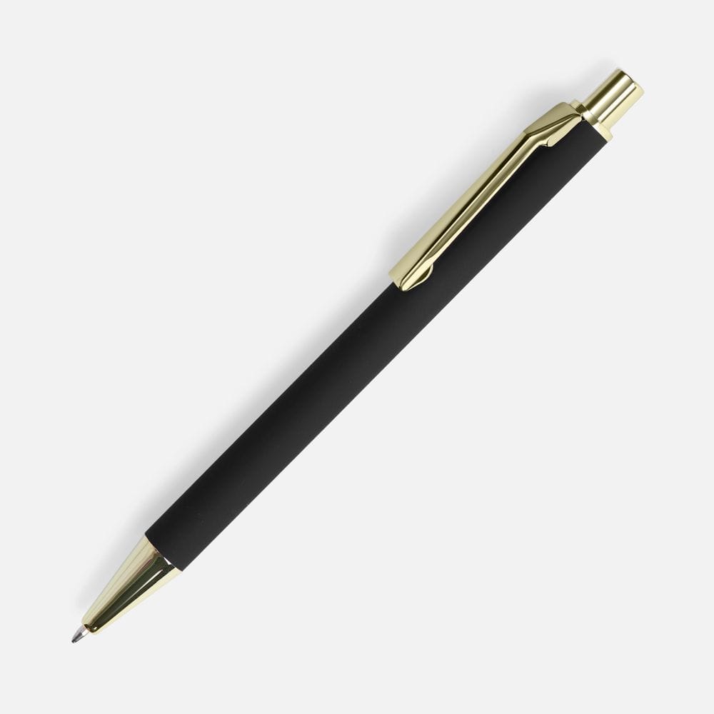 Ручка шариковая Lobby Soft Touch Gold, черная с логотипом