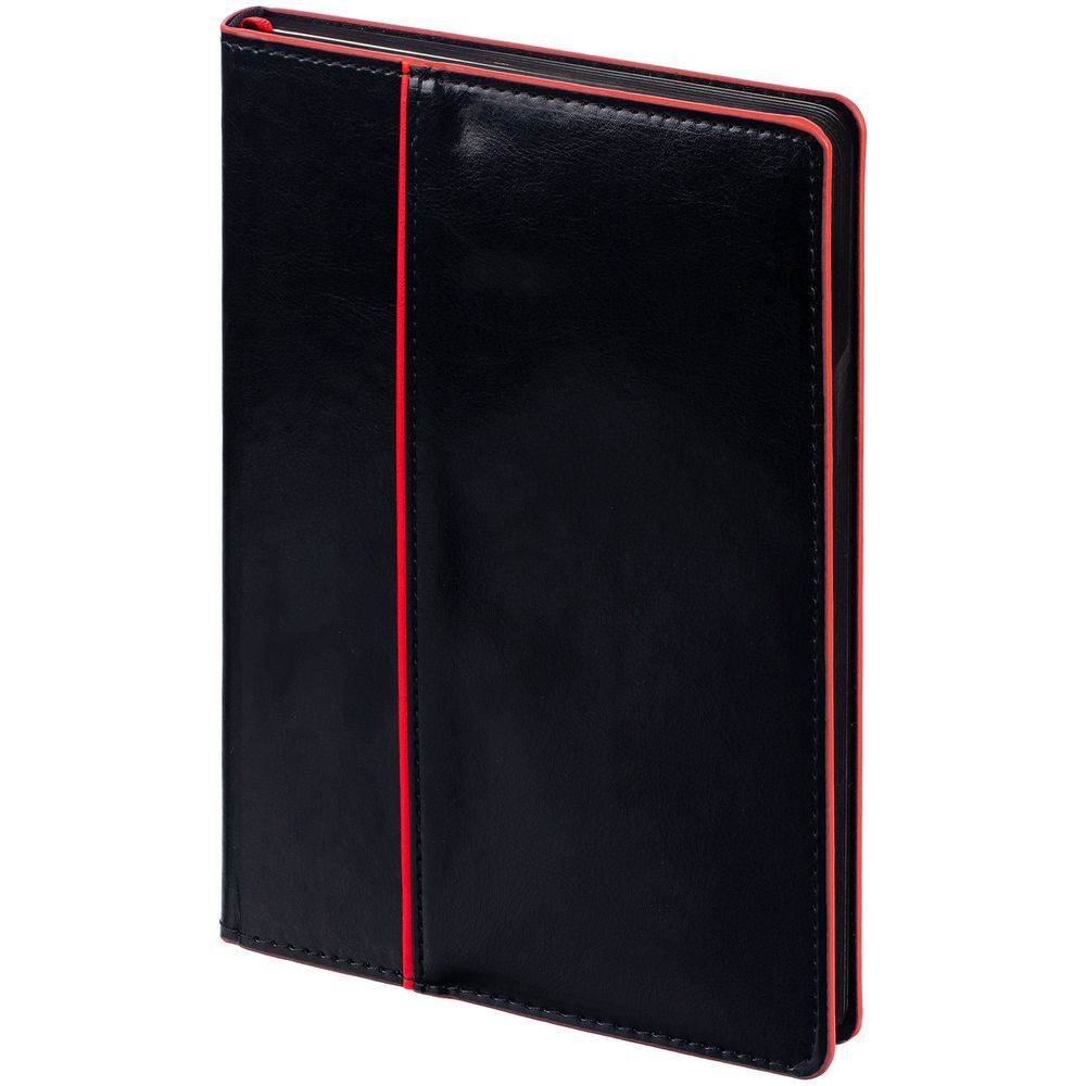 Ежедневник Alanis, недатированный, черный с красным с логотипом