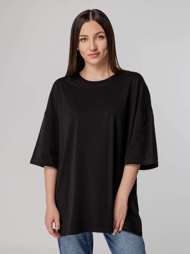 Футболка унисекс оверсайз Crosstown, черная с логотипом