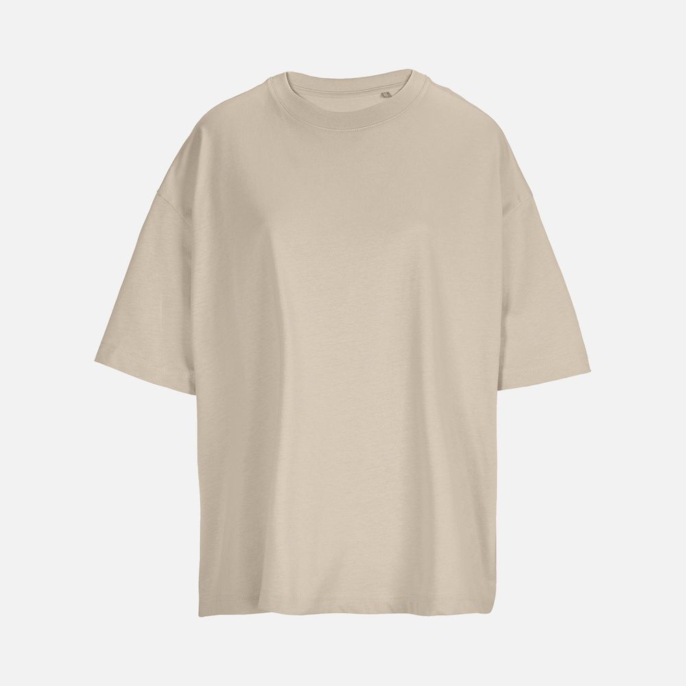 Футболка оверсайз женская Boxy Women, бежевая (льняная) с логотипом