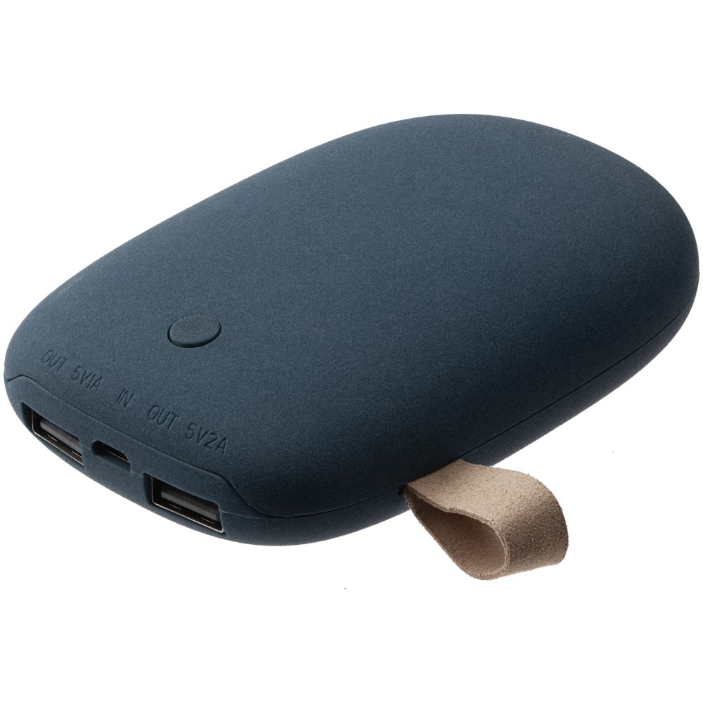 Внешний аккумулятор Pebble 7800 мАч, серо-синий с логотипом